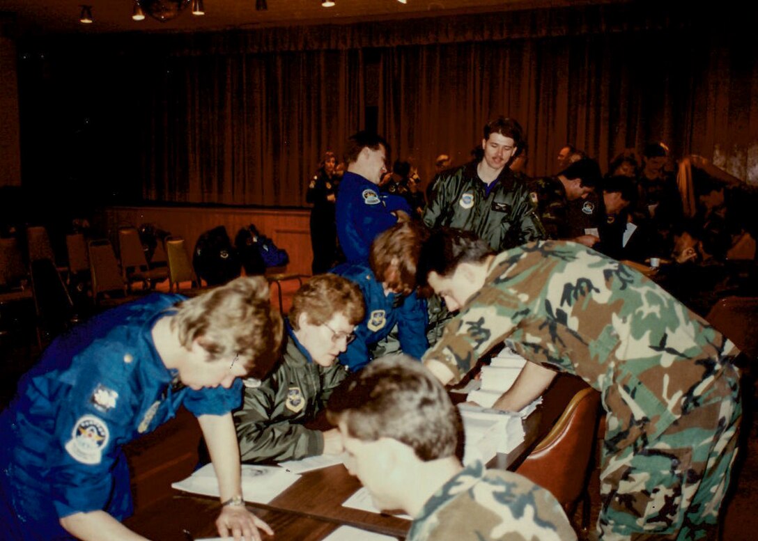 Air Force Reserve members conduct their pre-deployment operations prior to deploying in support of Operation Desert Storm in 1991.(U.S. Air Force photo provided)