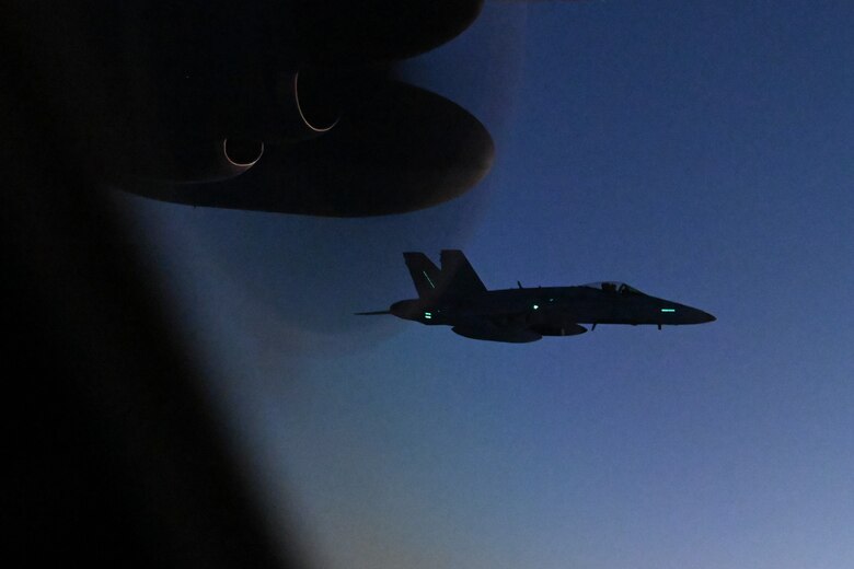 Nighttime F/A-18 Aerial Refuel