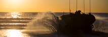 U.S. Marines with Amphibious Vehicle Test Branch, Marine Corps Tactical Systems Support Activity, drive a new Amphibious Combat Vehicle into the ocean during low-light surf transit testing at AVTB Beach on Marine Corps Base Camp Pendleton, California, Dec. 18, 2019. The test was designed to assess and verify how well Marines can interface with the vehicle and operate at night. The ACV is an eight-wheeled armored personnel carrier designed to fully replace the Corps’ aging fleet of Amphibious Assault Vehicles.  (U.S. Marine Corps photo by Lance Cpl. Andrew Cortez)
