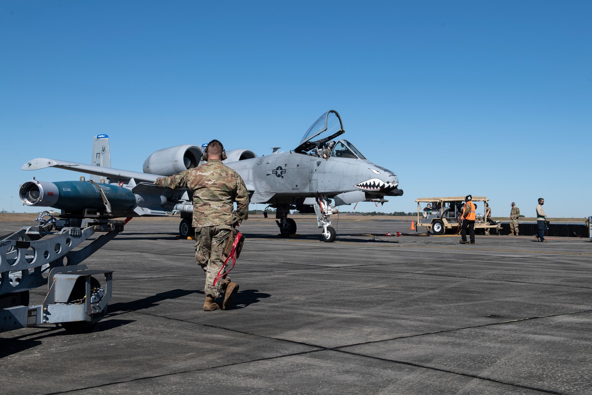 A photo of airmen participating in an exercise.