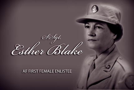 Esther McGowin Blake has the distinction of being the first woman to serve in the U.S. Air Force. She enlisted July 8, 1948, on the first minute of the first hour of the first day regular U.S. Air Force duty was authorized for women.