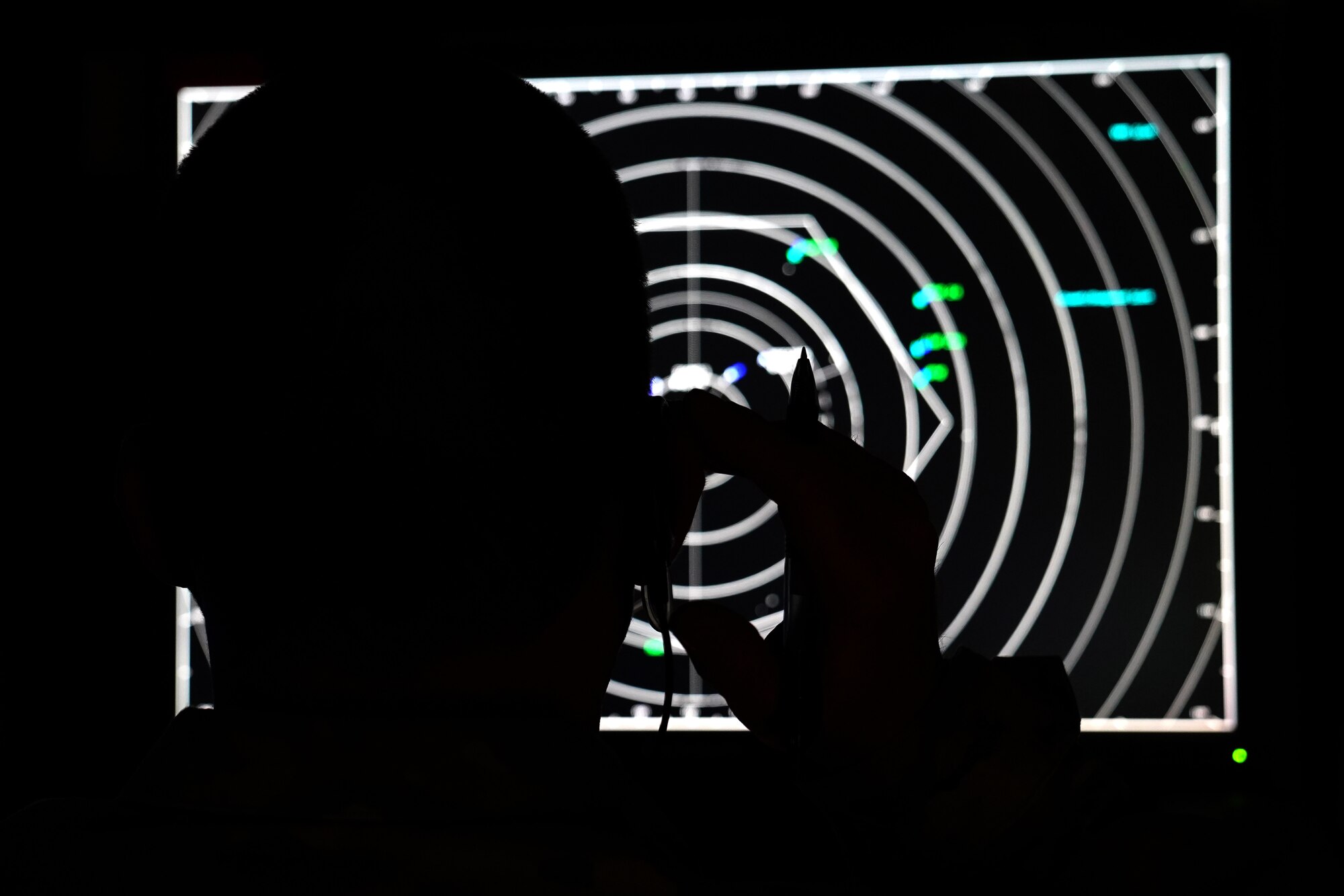 U.S. Air Force Tech. Sgt. Dereck Padgett, 334th Training Squadron air traffic control instructor, practices air traffic simulations inside Cody Hall at Keesler Air Force, Mississippi, March 4, 2020. Padgett was selected to be a part of the Air Education and Training Command Air Traffic Control Rapid Response team, initiated to combat the potential loss of manning due to COVID-19. (U.S. Air Force photo by Senior Airman Seth Haddix)