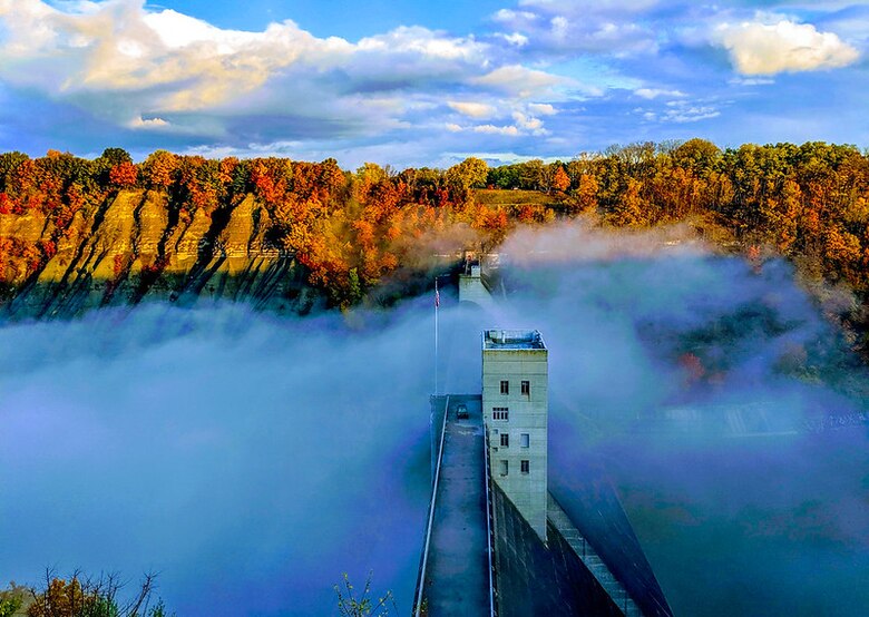 Mount Morris Dam during a foggy moring