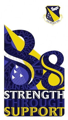 88th Air Base Wing "Strength Through Support" Logo. (U.S. Air Force graphic by David Clingerman)