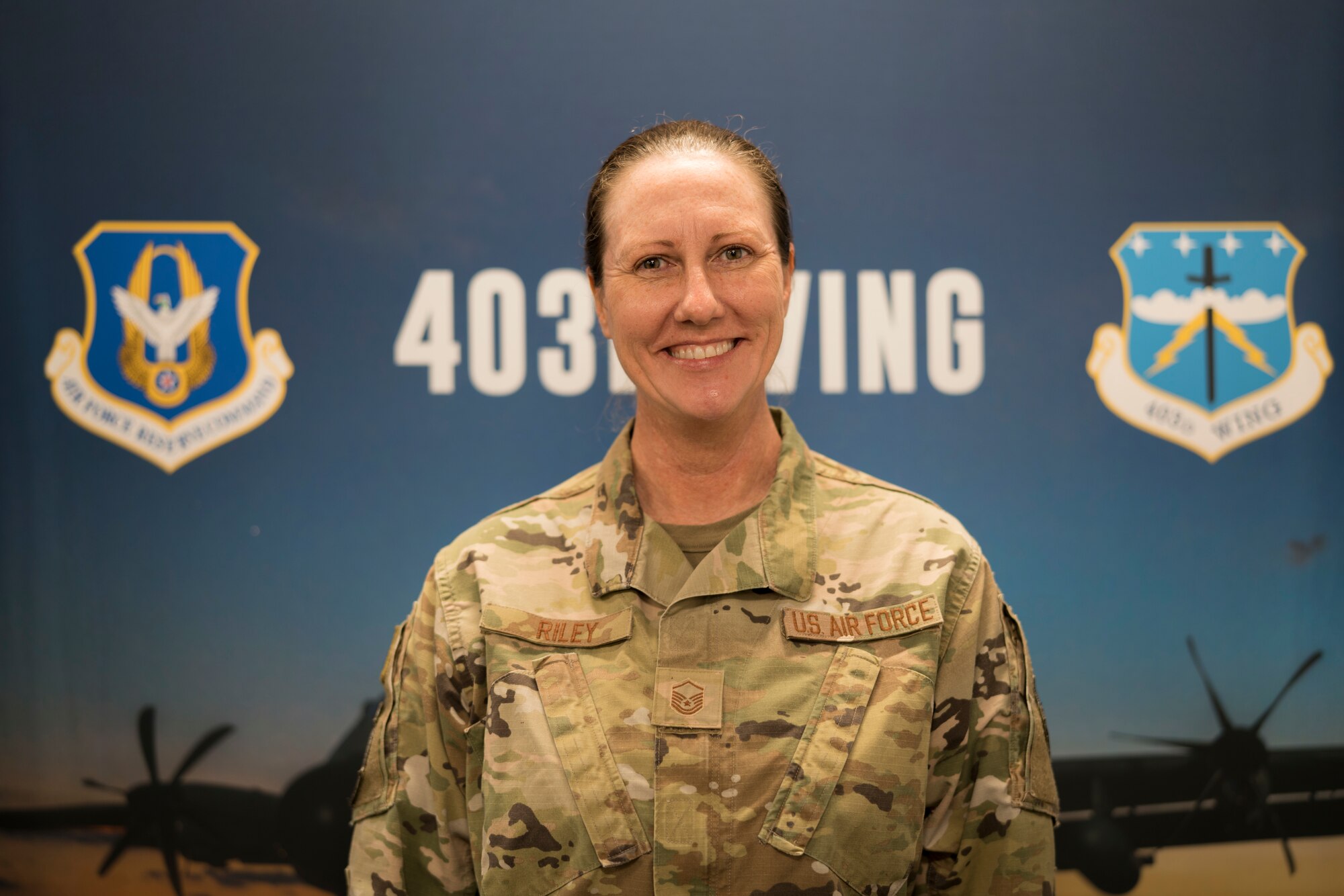 Master Sgt. Tracey Riley, 403rd Wing career assistance advisor. (U.S. Air Force photo by 2nd Lt. Christopher Carranza)