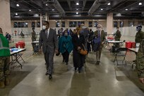 City of Philadelphia Councilmembers participate in a tour during the soft launch of the state-run, federally-supported Center City Community Vaccination Center at the Pennsylvania Convention Center in Philadelphia, March 2, 2021.