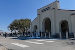 Commissary customers wait to enter the store following winter storms at Joint Base San Antonio-Randolph, Feb. 19, 2021.