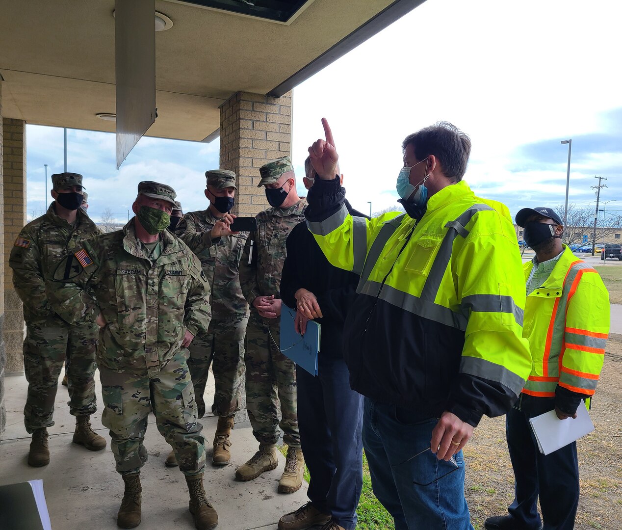 Lt. Gen. Doug Gabram, commanding general of Installation Management Command, meets with installation staff at Fort Hood, Texas, after a historic winter storm damaged the garrison. IMCOM is leading the recovery effort.