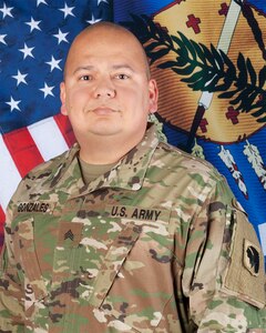 Sgt. Pedro Gonzales, a member of the Oklahoma Army National Guard, received the Oklahoma Star of Valor March 4, 2021, for risking his life to save the life of a neighbor who was being attacked with a knife in September 2020. Gonzales suffered serious wounds to his face and neck but has recovered.