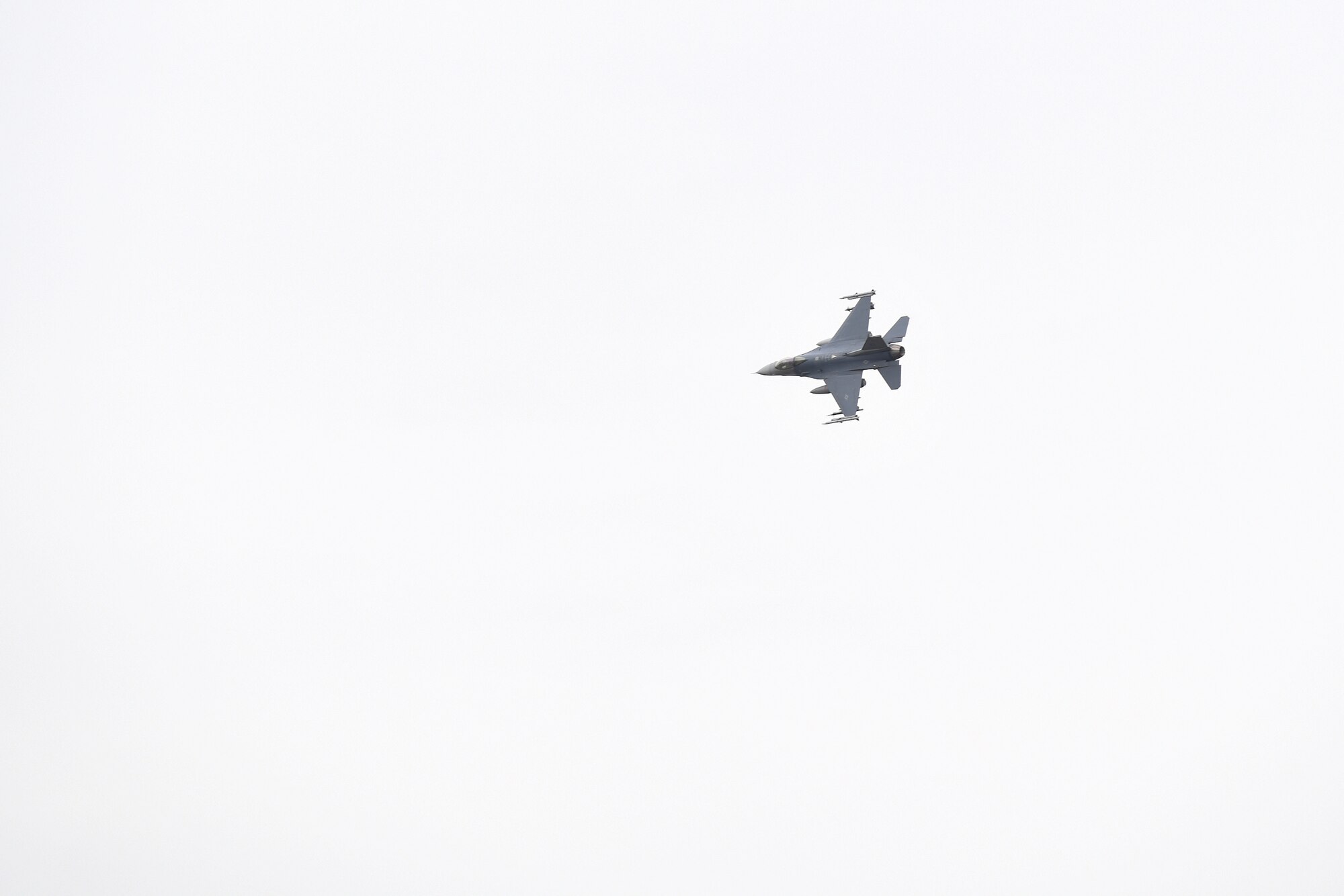 A U.S. Air Force F-16 Fighting Falcon soars to provide air support during Operation Porcupine in Romania, March 4, 2021.