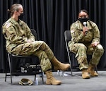 Capt. Cotrena Brown-Johnson (right) answers a question during the Women’s History Month panel discussion.