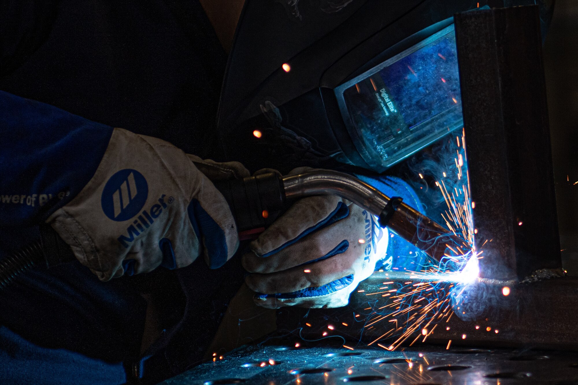 Airman conducts welding practice.