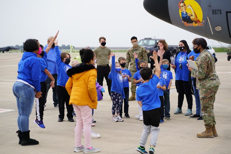 The 351st Expeditionary Air Refueling Squadron hosted elementary and middle school students for a KC-135 Stratotanker aircraft tour, at Morón Air Base, Spain, Feb. 26, 2021. The tour enabled the 351st EARS to showcase KC-135 capabilities and highlight the Airmen who ensure Operation Juniper Micron success. (Courtesy Photo)