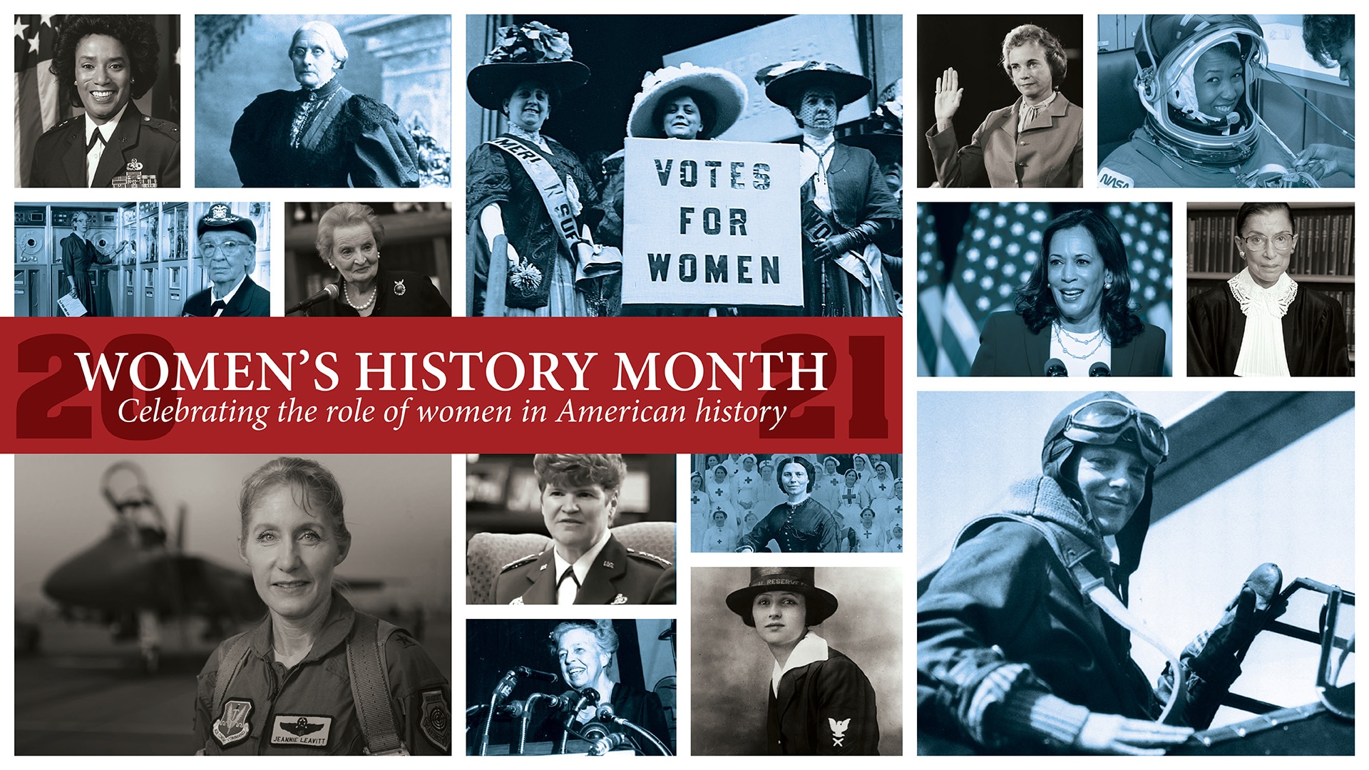 A group of small photos recognizing great women in history.