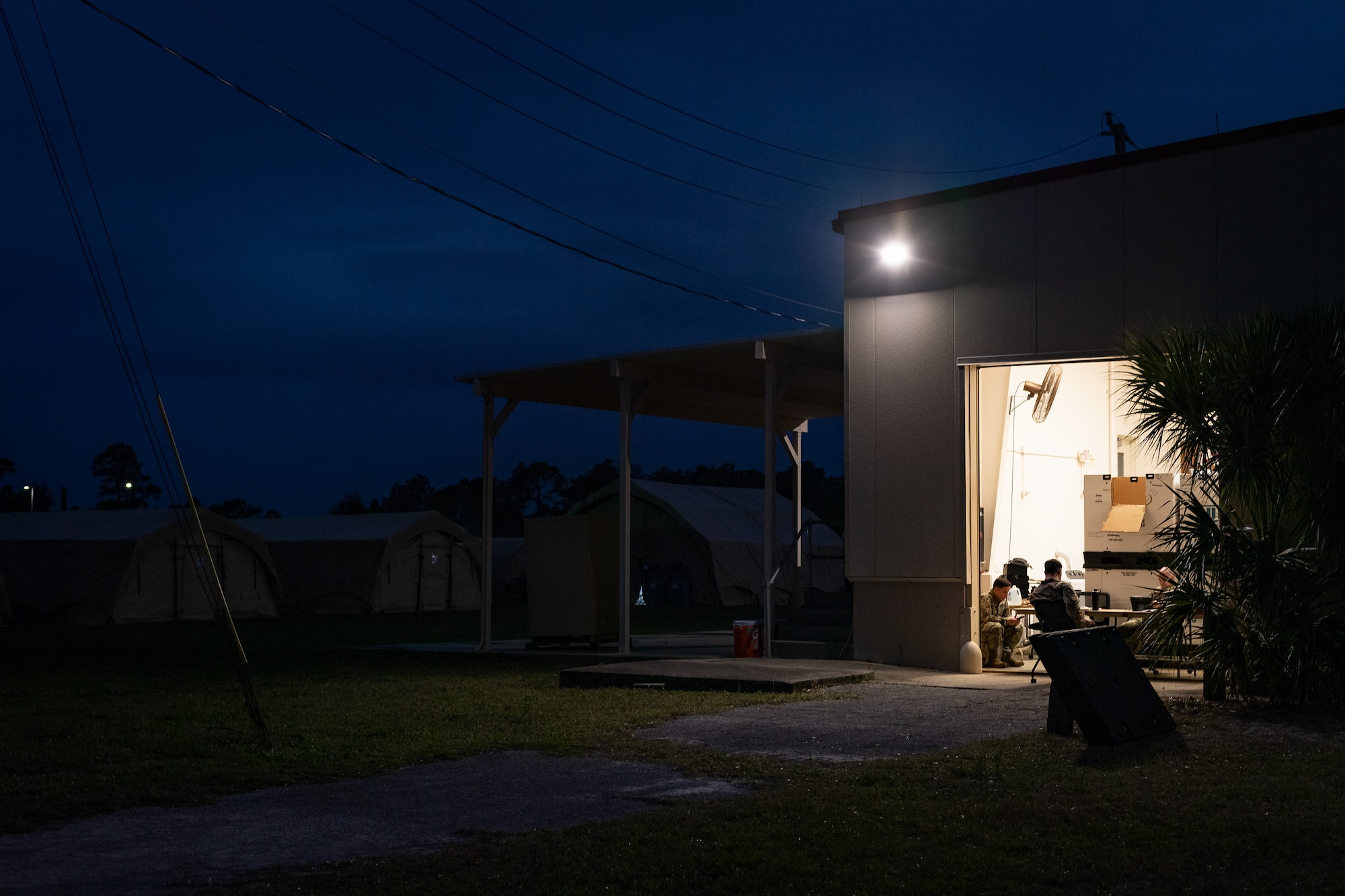 A photo of Airmen waiting for new arrivals