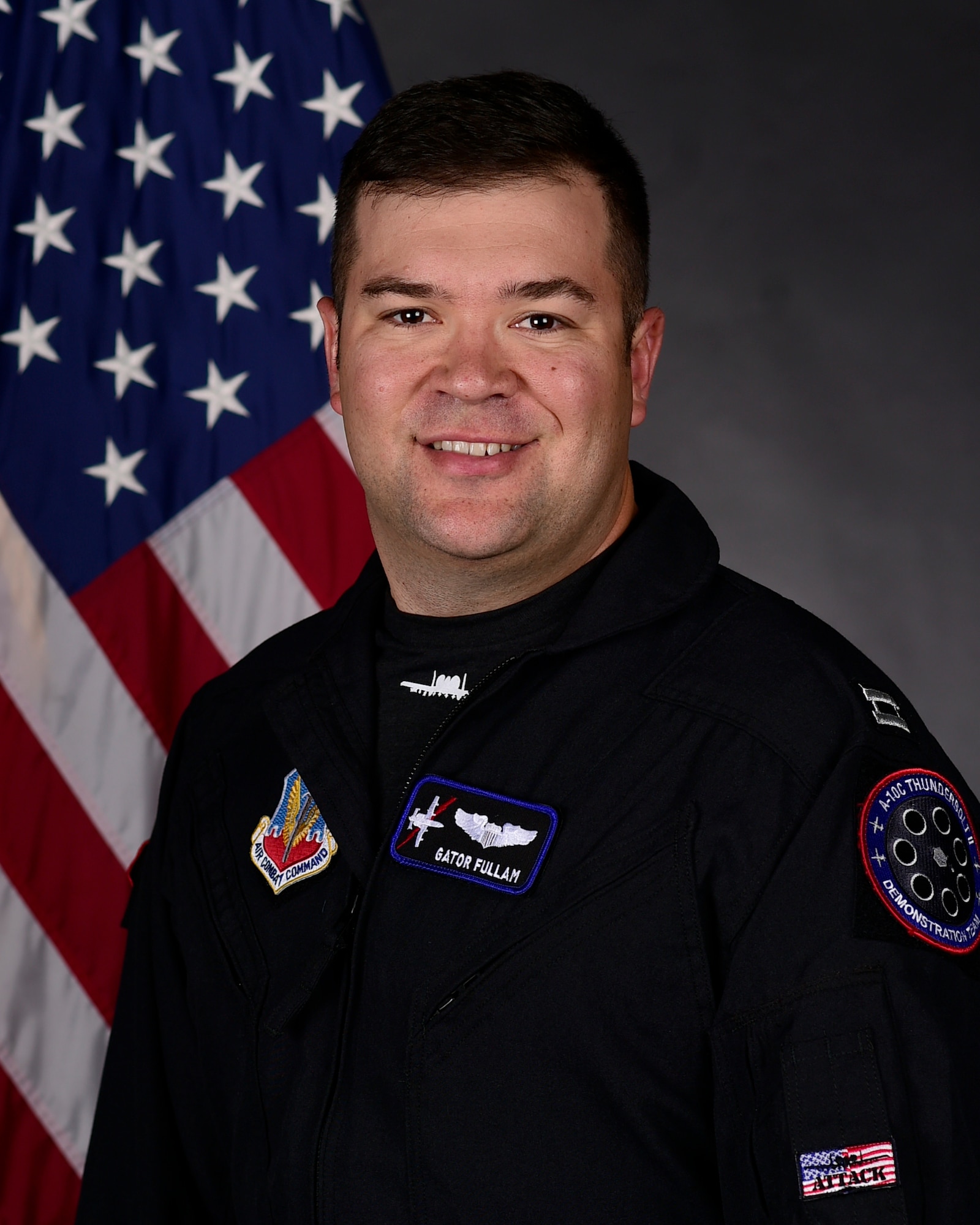 portrait of Capt. Haden "Gator" Fullam the A-10C Thunderbolt II Demonstration Team pilot