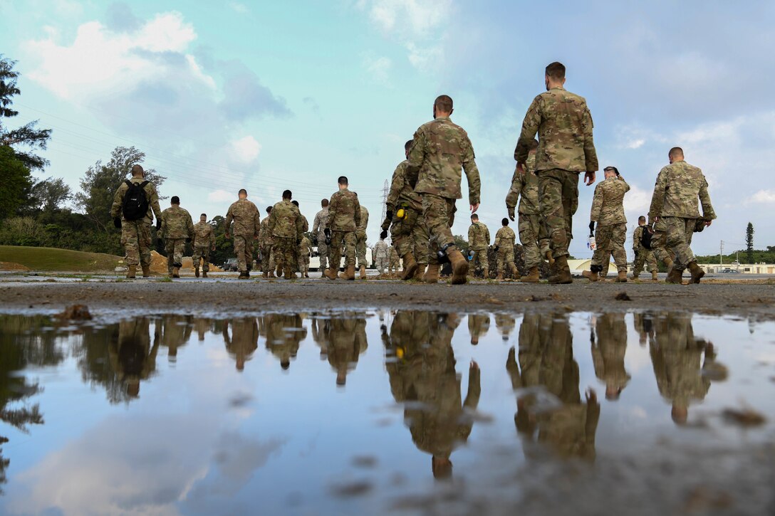 Airmen practicing spall repair