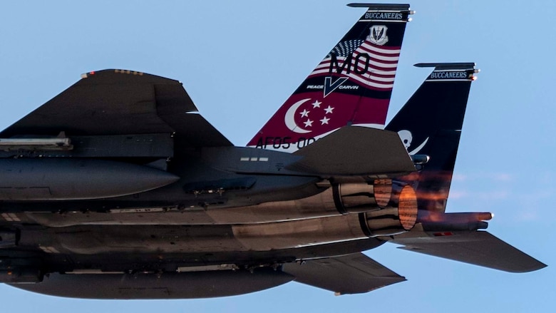 An F-15SG Strike Eagle from the 428th Fighter Squadron takes flight.