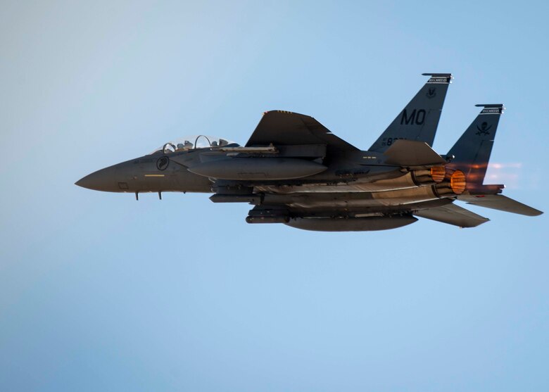 An F-15SG Strike Eagle from the 428th Fighter Squadron takes flight.