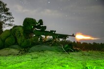 U.S. Marine Corps Lance Cpl. Stephen R. Abernathy, a Kernersville, N.C., native and fire-team leader with 2nd Battalion, 8th Marine Regiment, 2d Marine Division (2d MARDIV), fires an M240-B machine gun during live-fire attack on Range G-29, Camp Lejeune, N.C., March 5, 2021. This evolution included platoon level day and night live-fire training to increase proficiencies in dynamic and complex infantry skills. 2d MARDIV generates lethal forces that are able to support the full spectrum of operations around the world. Small unit leaders are entrusted by their commanders to maintain the highest levels of preparedness for global operations. (U.S. Marine Corps photo by Cpl. Elijah J. Abernathy)