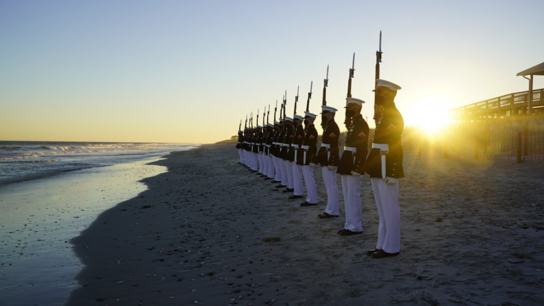 Marine Corps Silent Drill Platoon wrapped up their offsite training at Camp Lejeune, Feb. 25 2021.