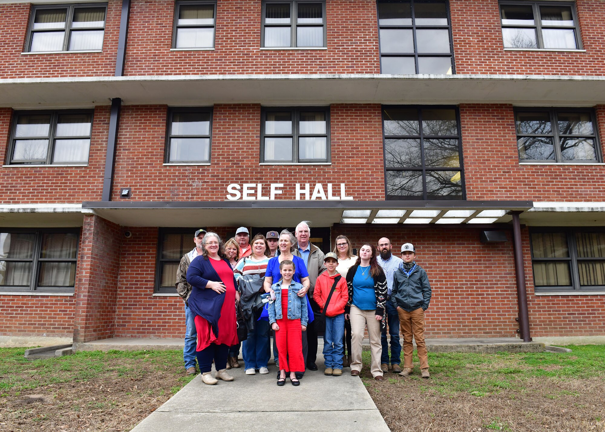 A family poses for a photo