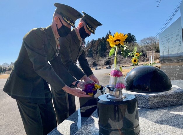 On March 7, Marines from the U.S. Embassy Tokyo and 3D Marine Expeditionary Brigade attended the Oshima Island 10-year anniversary of the 3-11 Great East Japan Earthquake, tsunami and nuclear disaster and subsequent US response Operation Tomodachi. The people of the island unveiled a memorial inscribed with “Friendship Forever,” honoring the strong relationship between themselves and Okinawa Marines. Attendees included city officials and citizens who survived the disaster and worked with the 31st Marine Expeditionary Unit which conducted extensive humanitarian assistance and disaster relief in the area. The work underscored the importance of interoperability with our Japan Self-Defense Force partners in support of the Japan/US alliance. 3D MEB also responded to the disaster, working in Sendai area, and remains resilient, ready and relevant to work with our Japanese friends to respond to crisis in the future.