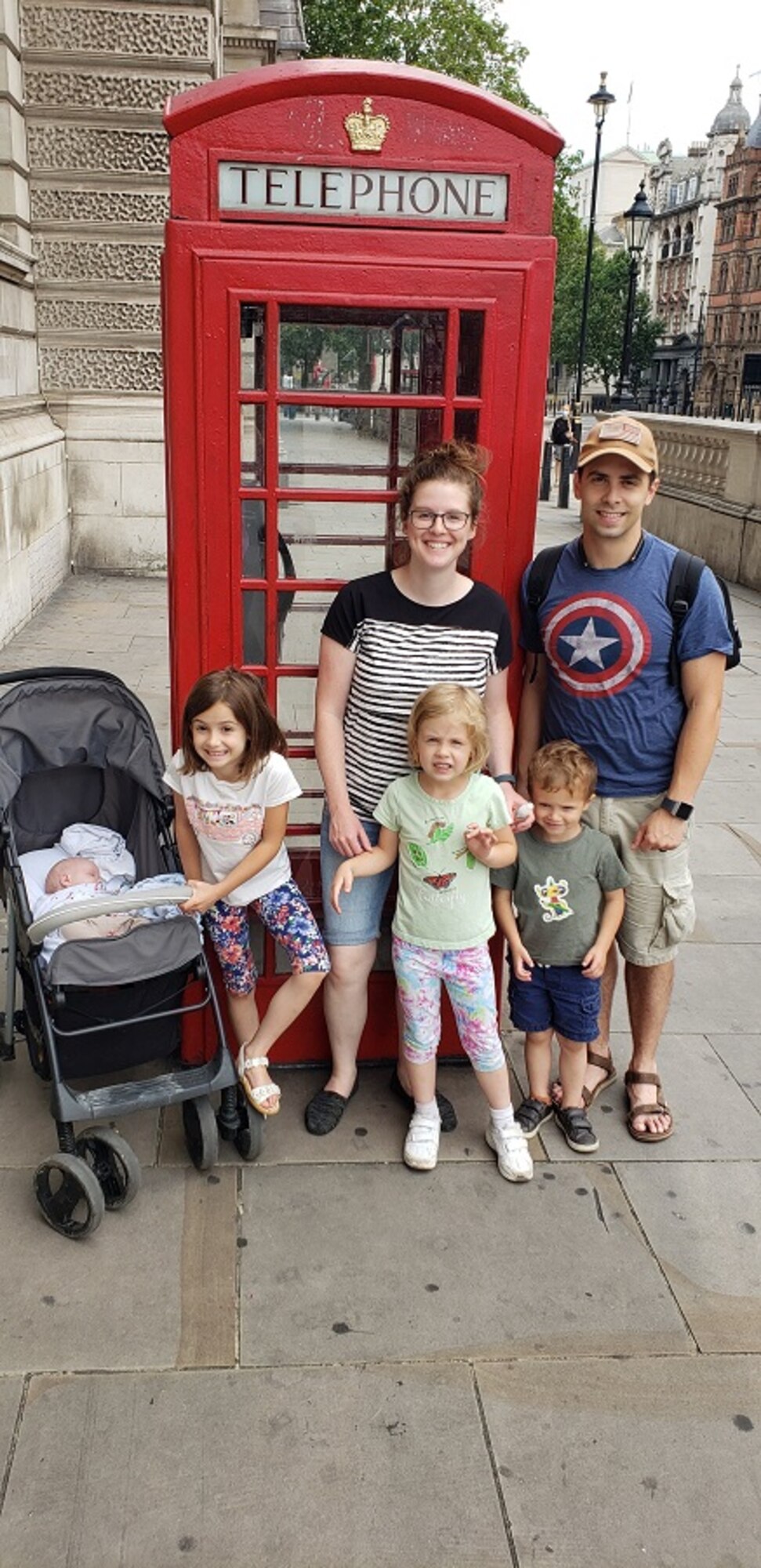 Air Force Research Laboratory exchange officer to the United Kingdom Capt. Jacob Singleton and his family visiting London. (Courtesy photo)