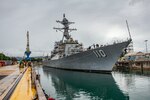 USS William P Lawrence (DDG 110) docks in Dry Dock #4 at Pearl Harbor Naval Shipyard & IMF on March 9.