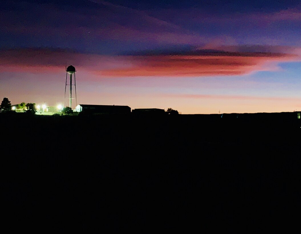 COCHITI LAKE, N.M. – The ranger station’s water tower at sunset, October 2019.