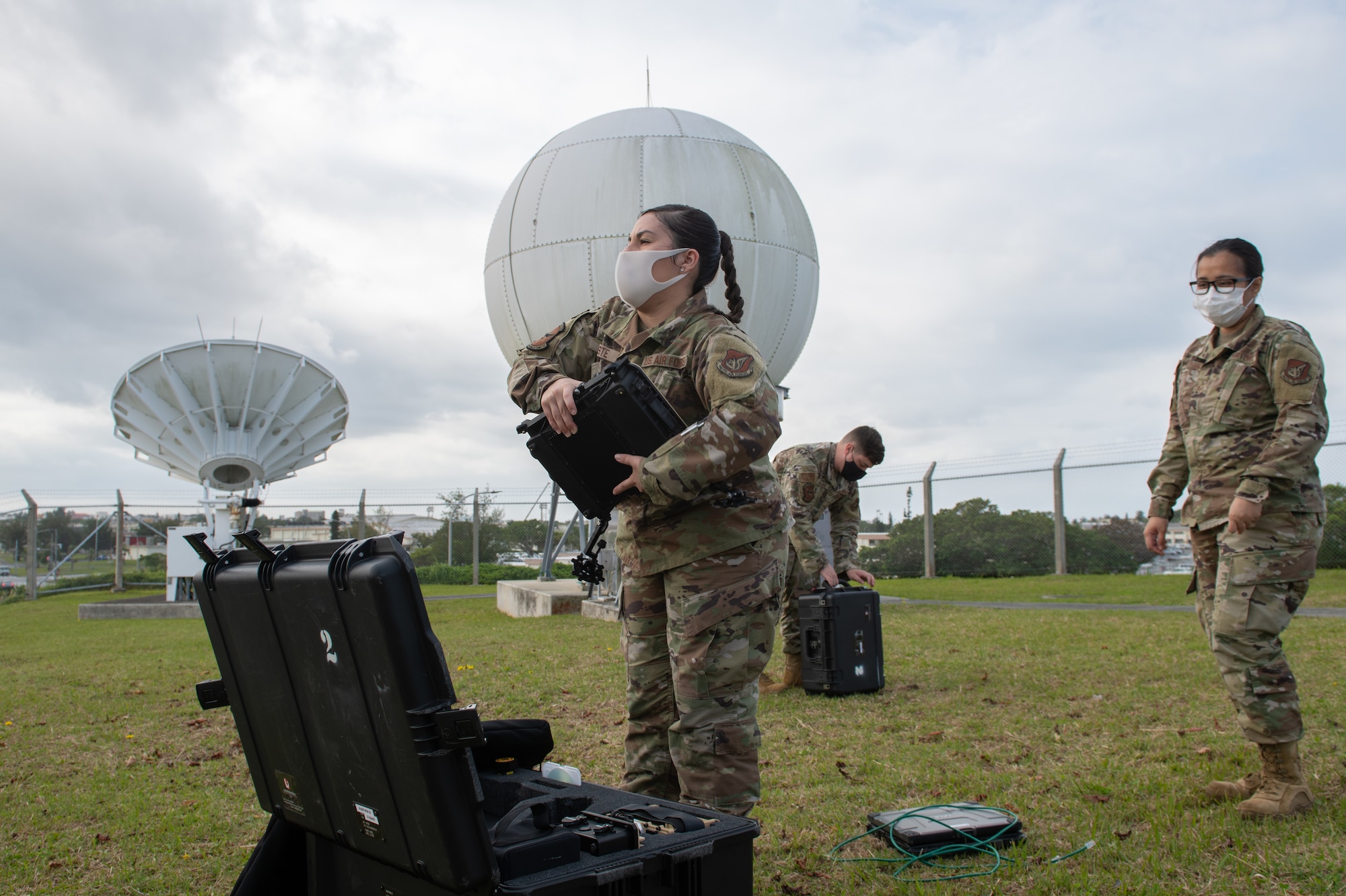 18th CS assembles a VSAT satellite.