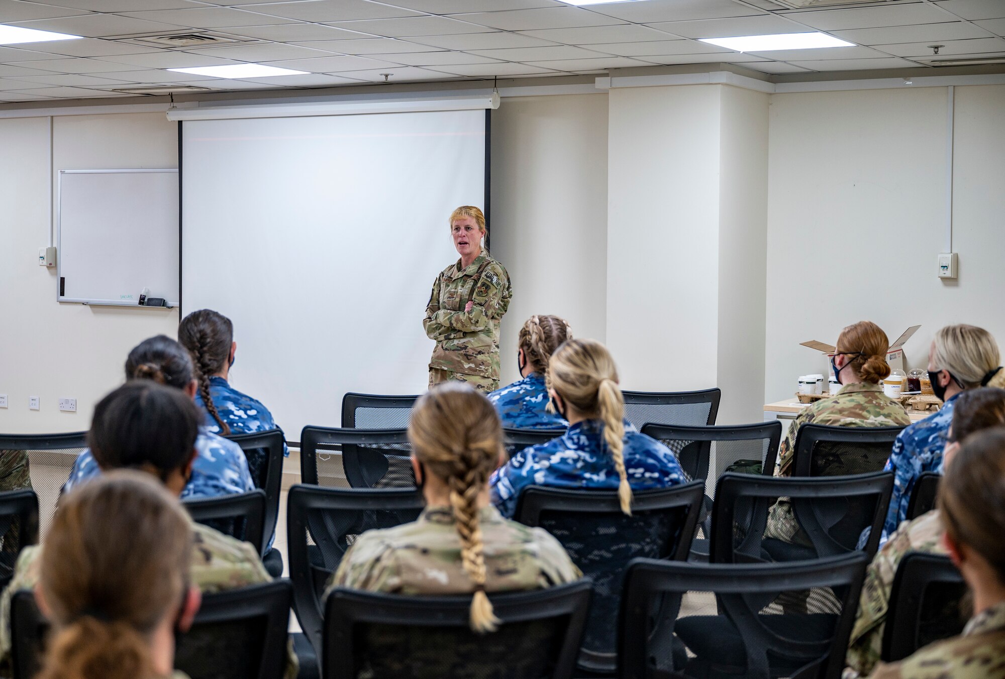 Personnel assigned to the 727th EACS, or “Kingpin,” conducted an all-women mission in celebration of Women’s History Month. (U.S. Air Force photo by Staff Sgt. Miranda A. Loera)