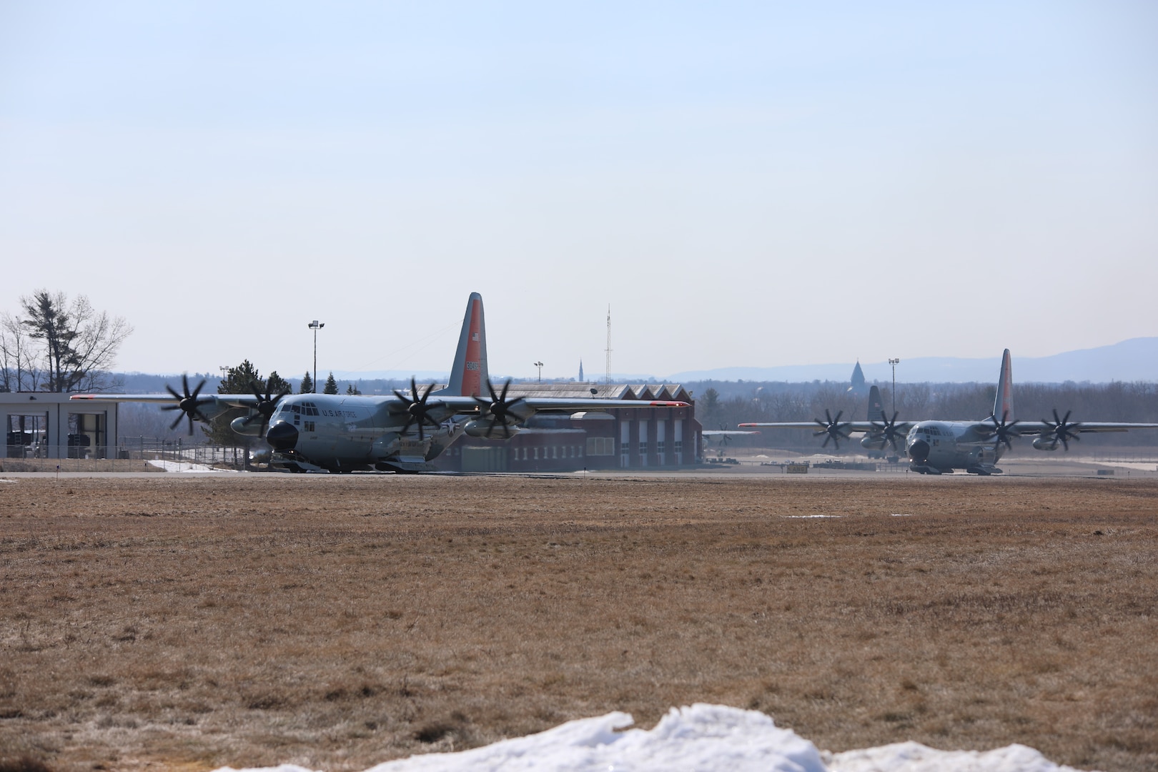 LC-130 Skibirds from the New York Air National Guard's 109th Airlift Wing take off to fly to Greenland March 10, 2021. The 109th goes to Greenland every year for training and to support the National Science Foundation.