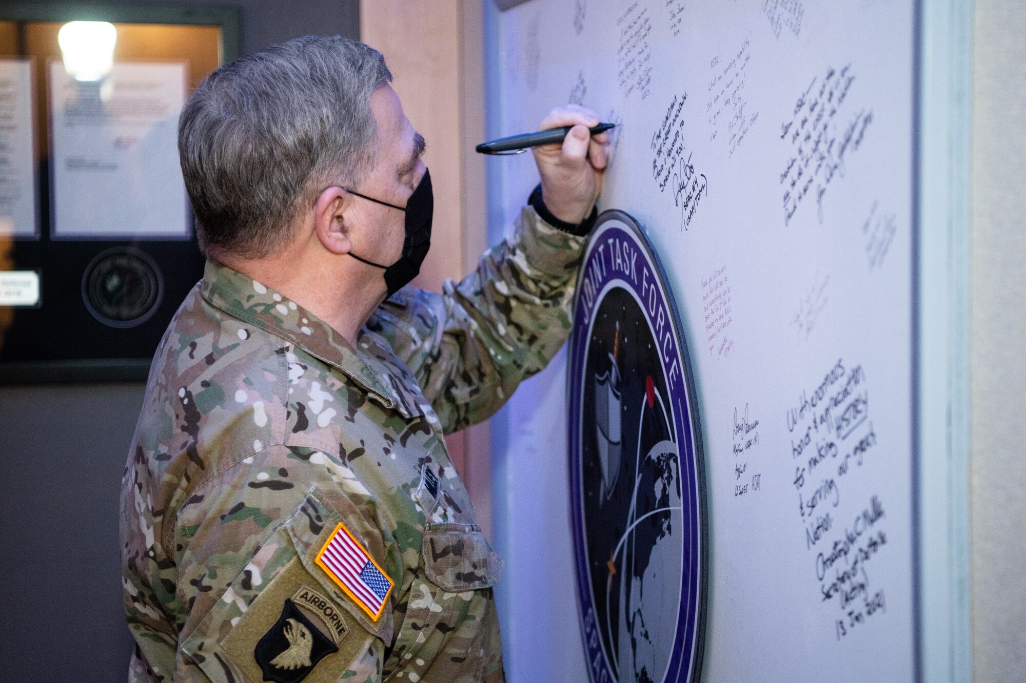 General signs board during visit.