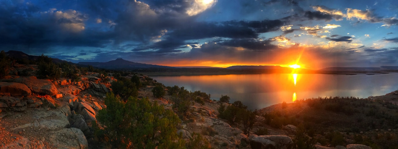 Sunset at Abiquiu Lake, N.M., Aug. 5, 2020. Photo by Karyn Matthews, park ranger, Cochiti Lake. This photo placed first, based on employee voting, receiving 42 votes.