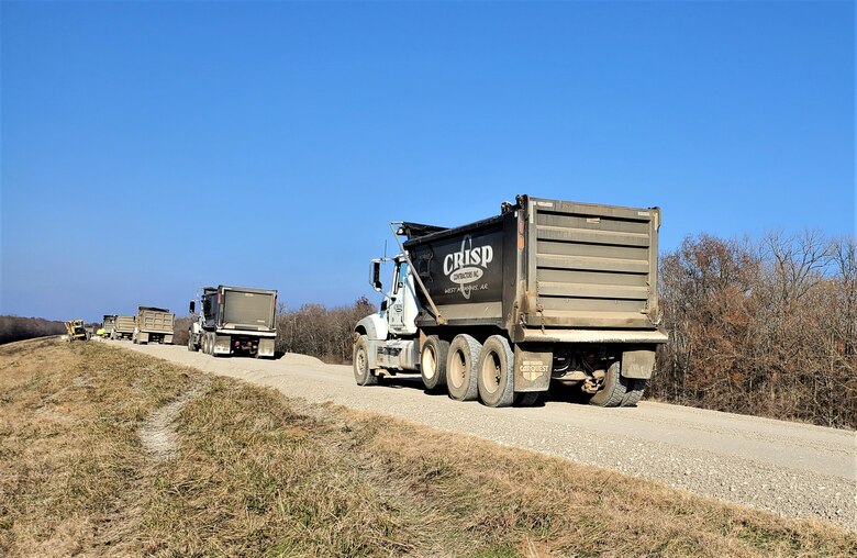 IN THE PHOTO, A Rock Construction works to resurface the levee crown near Phillips County, Arkansas. 2019 flood damage supplemental funds funded the project.