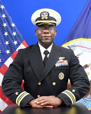 Studio portrait of Lt. Cmdr. Omari D. Buckley