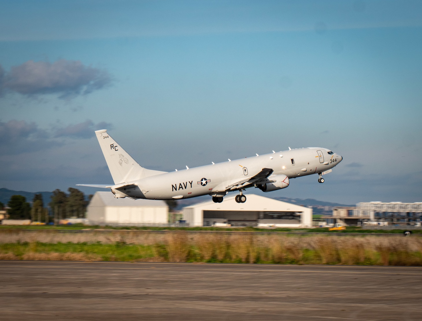 A P-8A Poseidon maritime patrol aircraft, assigned to the "Grey Knights" of Patrol Squadron (VP) 46, takes off to conduct its mission, Jan. 28, 2021. VP-46 is currently forward-deployed to the U.S. Sixth Fleet area of operations and is assigned to Commander, Task Force 67, responsible for tactical control of deployed maritime patrol and reconnaissance squadrons throughout Europe and Africa. U.S. Sixth Fleet, headquartered in Naples, Italy, conducts a full spectrum of joint and naval operations, often in concert with allied and interagency partners, in order to advance U.S. national security interests and stability in Europe and Africa.