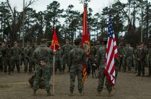U.S. Marines and Sailors with II Marine Expeditionary Force Support Battalion (MSB), II Marine Expeditionary Force Information Group, participate in a 4-mile hike throughout Camp Lejeune, North Carolina, Feb. 5, 2021. The hike heightened the physical readiness level of the battalion to deploy as well as improve the comradery amongst the Marines. (U.S. Marine Corps photo by Cpl. Peter George Fillo)
