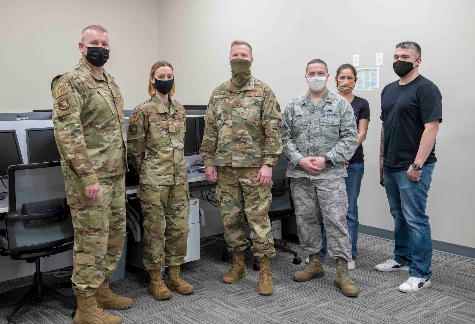 Col. Matthew Fritz, commander of the 419th Fighter Wing, poses with Airmen comprising the newly created deployment cell Mar. 6, 2021, at Hill Air Force Base, Utah.