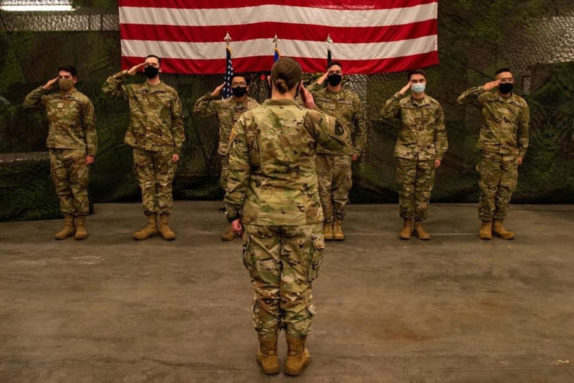 Six Airmen shown being sworn in