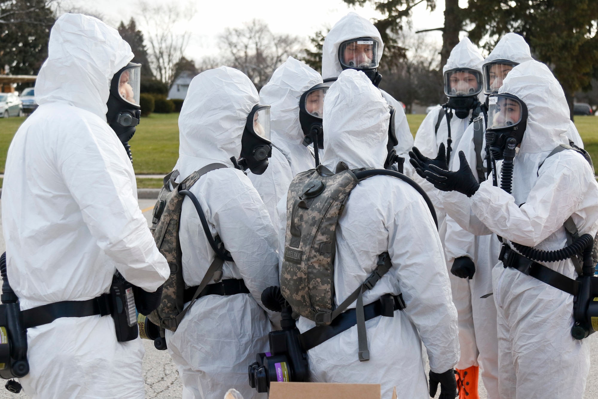 A Wisconsin National Guard specimen collection team sent to a senior living facility in Sheboygan prepares to test staff and residents for COVID-19 as part of the Guard’s year-long support of the state pandemic response.
