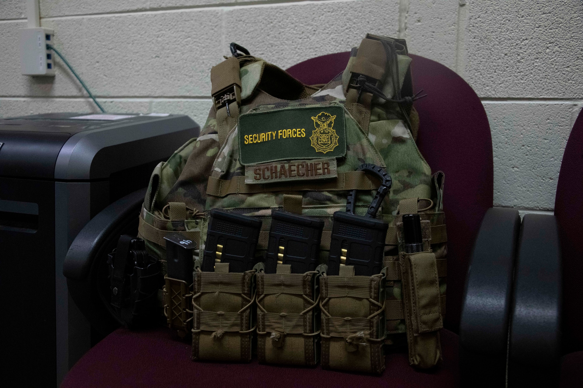 armor vest on a chair