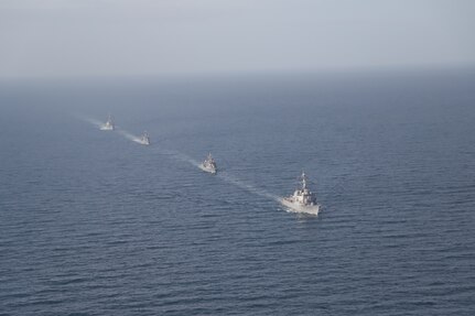 Operating alongside the Arleigh Burke-class guided-missile destroyers USS Donald Cook (DDG-75) and USS Porter (DDG-78), two Turkish frigates, the TCG Orucreis (F-245) and TCG Turgutreis (F-241), and two Turkish F-16 fighters, the Patrol Squadron (VP) 46 “Grey Knights,” participated in their first joint air and maritime training mission in the Black Sea, Feb. 10.