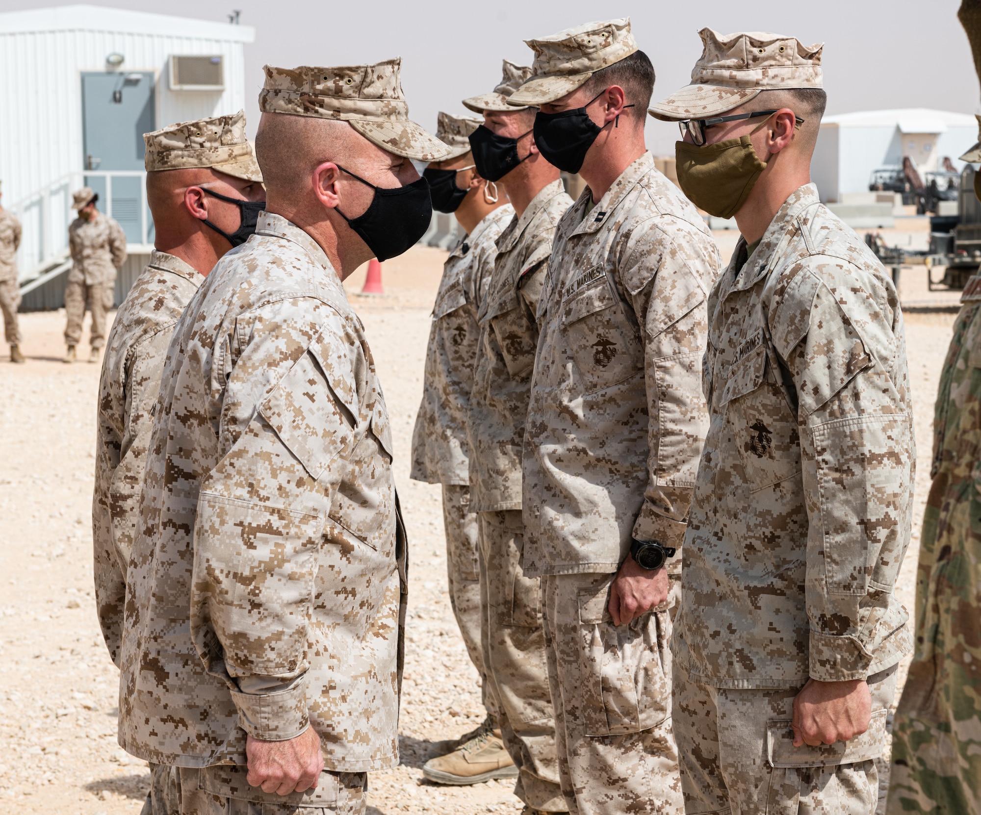 Marine Brig. Gen. Farrell Sullivan, Naval Amphibious Forces Task Force 51/5th Marine Expeditionary Brigade commander, visited Prince Sultan Air Base, Kingdom of Saudi Arabia, March 10, 2021.