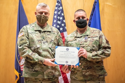 Soldiers presenting awards