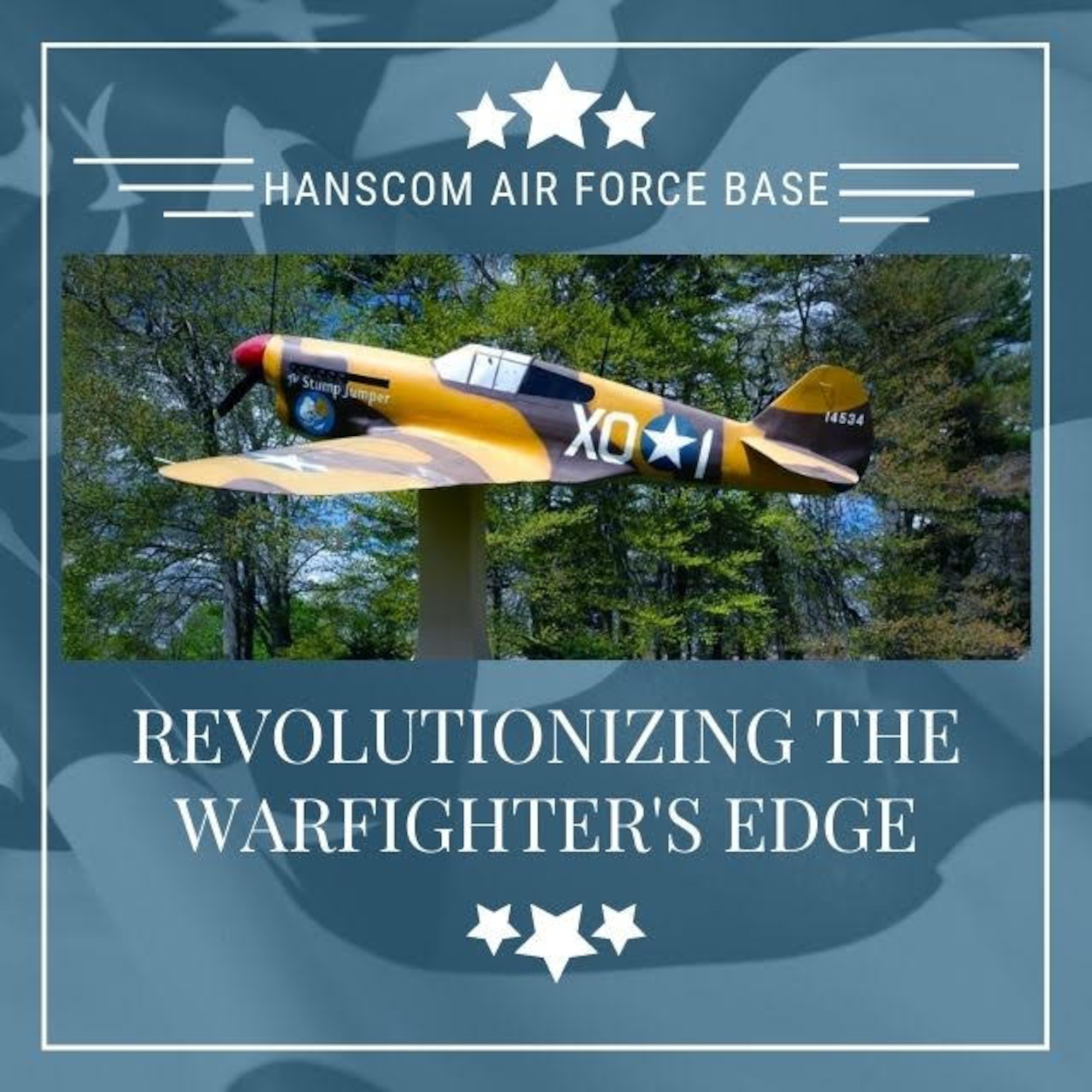 The P-40 Warhawk and “Revolutionizing the Warfighter’s Edge” were adopted as the official Hanscom Air Force Base, Mass., mascot and motto following a Community Action Board vote in February, 2021. Board members voted to implement the verbiage they felt best represented all of Hanscom’s diverse mission sets. (U.S. Air Force graphic by Lauren Russell)