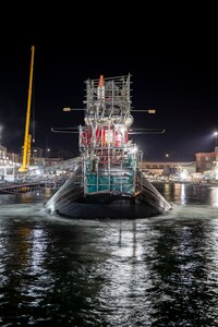 USS Michigan (SSBN 727) undocked at Puget Sound Naval Shipyard & Intermediate Maintenance Facility March 9, 2020, after more than a year and a half in Dry dock 2, as it nears the end of its Extended Refit Period.