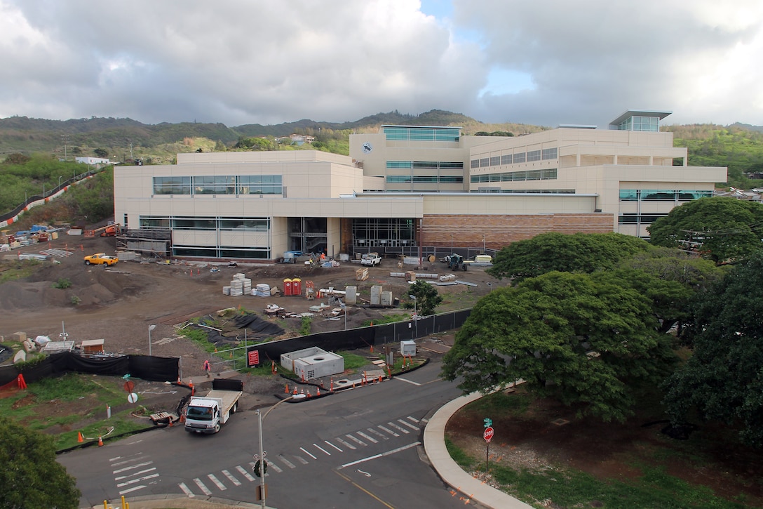 Construction of the Command and Support Operations buildings (left and right/Phase 3) continues at the U.S. Army Pacific 's new Command and Control Facilty on Fort Shafter.