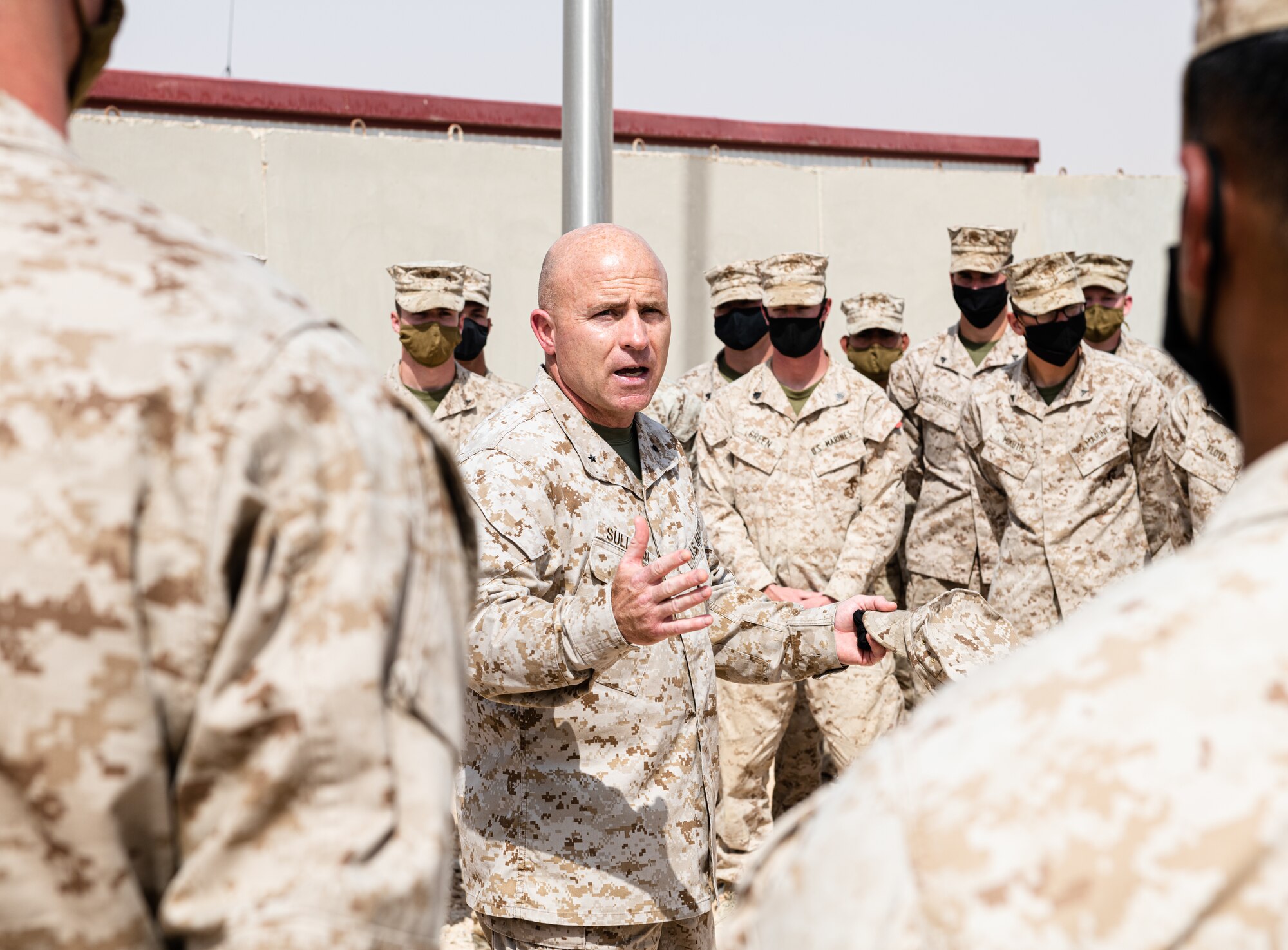 Marine Brig. Gen. Farrell Sullivan, Naval Amphibious Forces Task Force 51/5th Marine Expeditionary Brigade commander, visited Prince Sultan Air Base, Kingdom of Saudi Arabia, March 10, 2021.